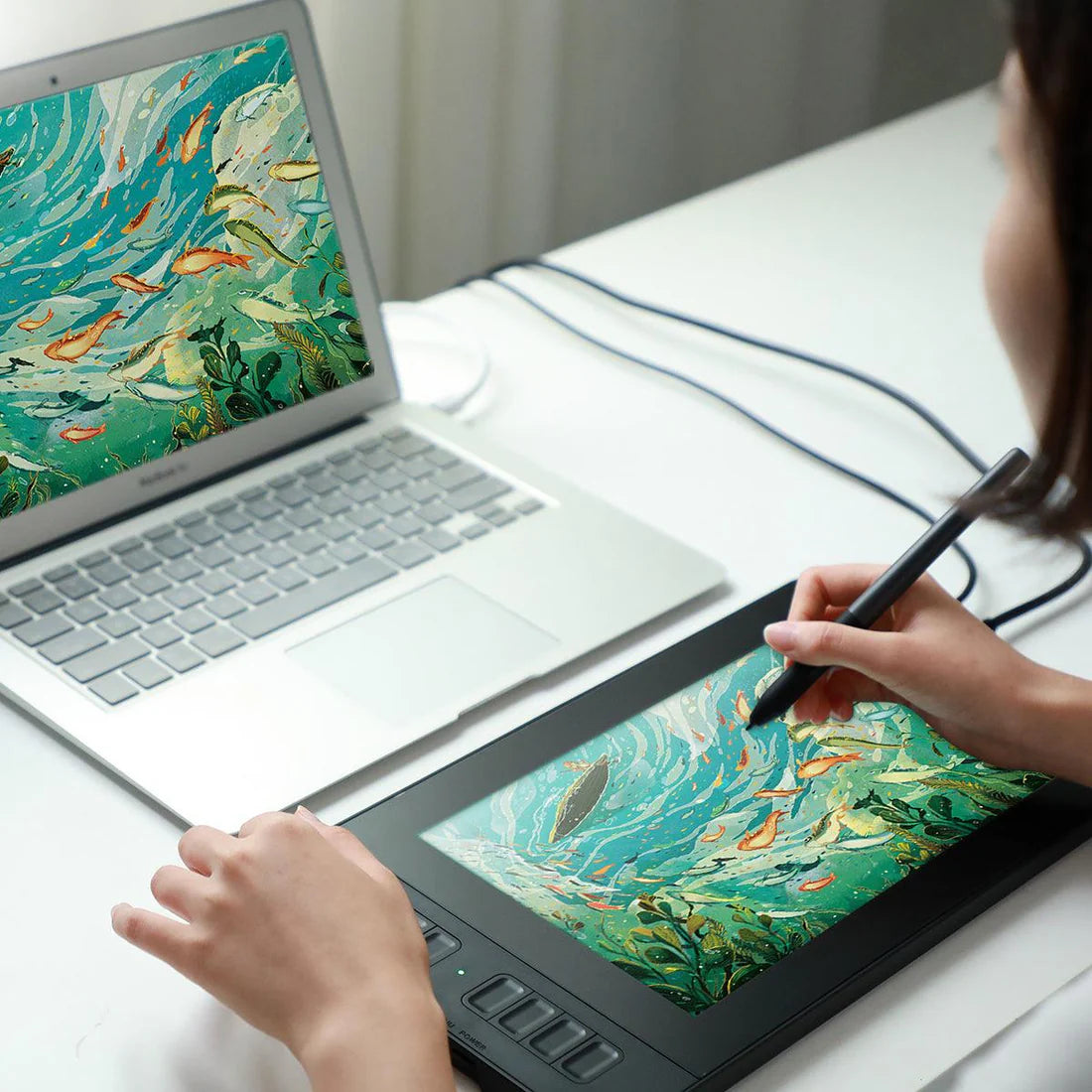 Professional Graphics Drawing Tablet with High-Resolution Display &amp; Pressure-Sensitive Stylus
